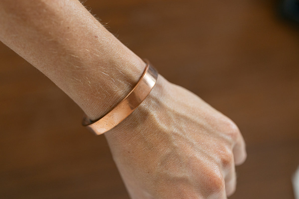 Kopero Premium Pulsera de Cobre Lisa, brazalete de cobre plano y liso en la muñeca